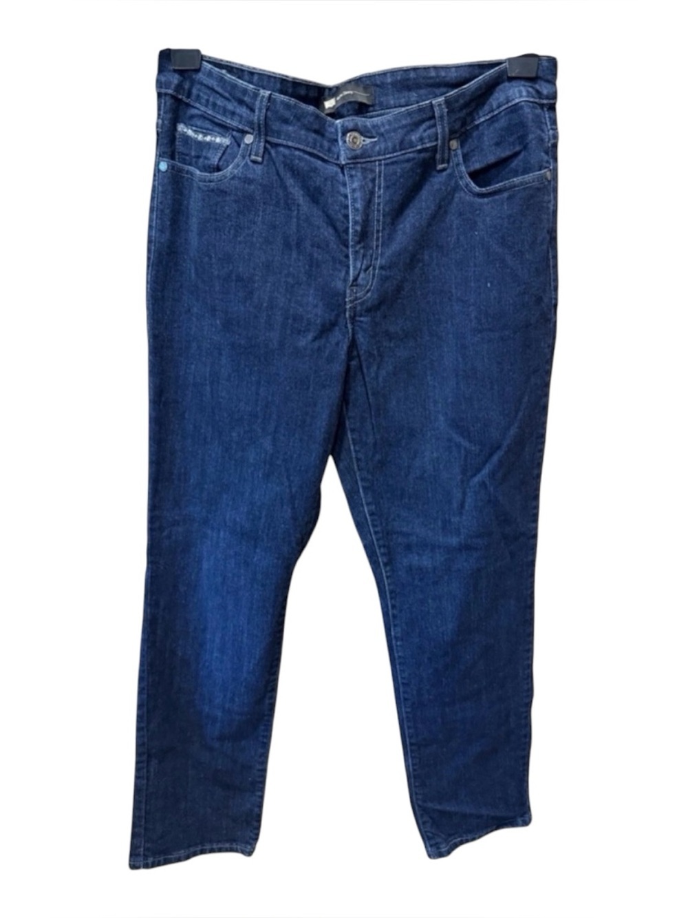 Levi's Straight Leg Jeans Dark Wash Y2K Rhinestone Pocket Plus Size 34